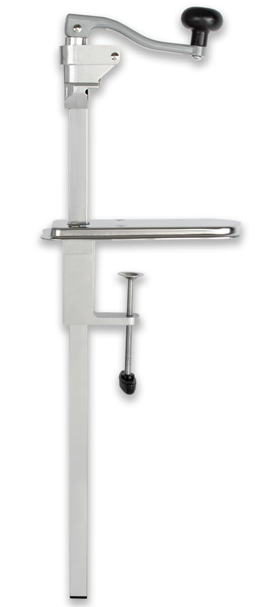 Beeketal 'BDÖ-75' Profi Gastro Tischdosenöffner für bis zu 50 cm hohe Dosen, mit Schneidemesser aus gehärtetem Stahl und Tisch Befestigungszwinge, Dosenöffner mit manueller Handkurbel und Drehknauf