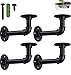 ESYNiC 4 Set di Staffe con Flange per Tubi 15 x 8 x 7 cm Mensole da Muro Stile Industriale 4 PZ Supporti per Mensola Scaffale a Parete Pipe Shelf Bracket per Mensole Galleggianti Appese - Nero