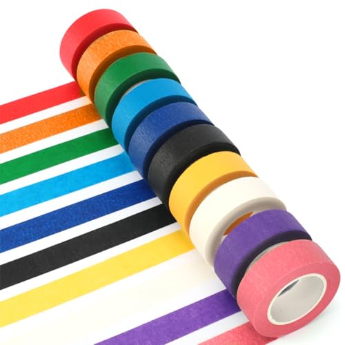 OUDQFCJ 10 Ruban Inscriptible, Iridescent, Masking Tape, Scotch Decoratif, Rouleau pour le Bricolage et Peinture, Matériel D'art Amusant pour les Enfants (10...