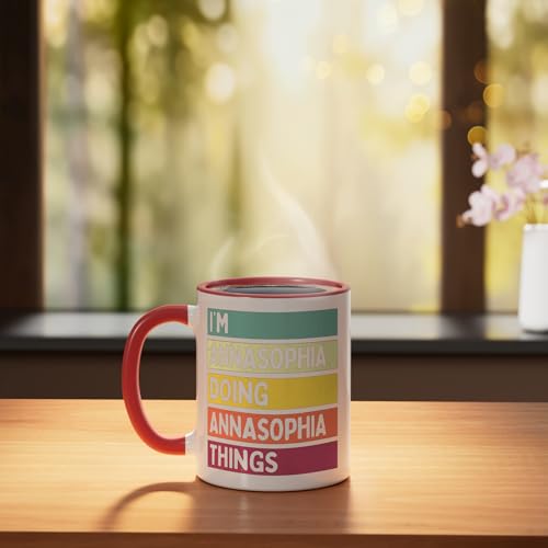 Taza personalizada cerámica divertida 11 oz rojo/blanco miniatura 3
