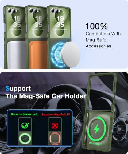 Image of NO.1 Magnetic for Samsung Galaxy Z Flip 8 Case with MagSafe | [Military Grade Drop Tested][Translucent Matte][Anti-Fingerprint] Soft Silicone Bumper for Samsung Flip 8 Case Slim,Green