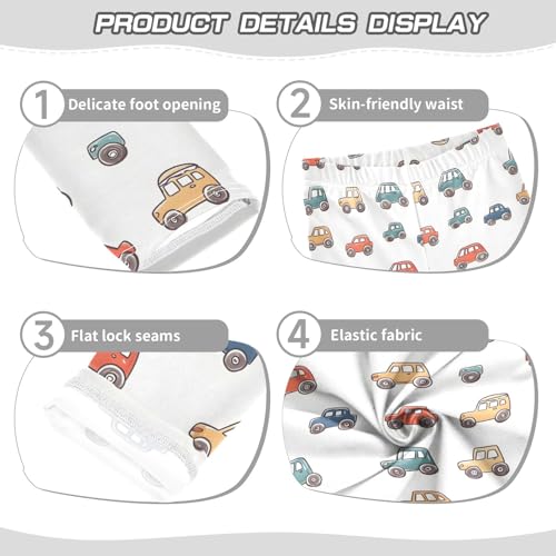 Car Cartoon Cute Pattern Girls Leggings Soft Comfortable Athletic Leggings Dancing Pants for 4-10 Years3