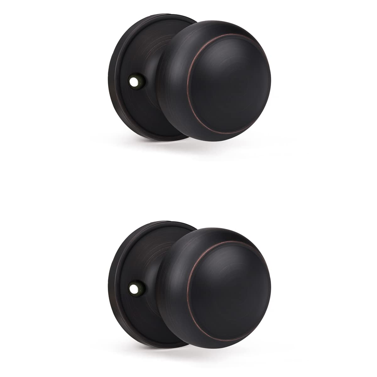 KNOBWELL 2 Pack Classic Style Dummy Door Knob, Individual Dummy Door Knob Single Side, Oil Rubbed Bronze Closet Door Knob Interior Door Knobs, Easy