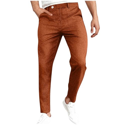 Linen Pants for Mens Summer Fall Cargo Beach Elegant Hawaiian Tropical Straight Leg Plain Long Leg Pants Man 2025
