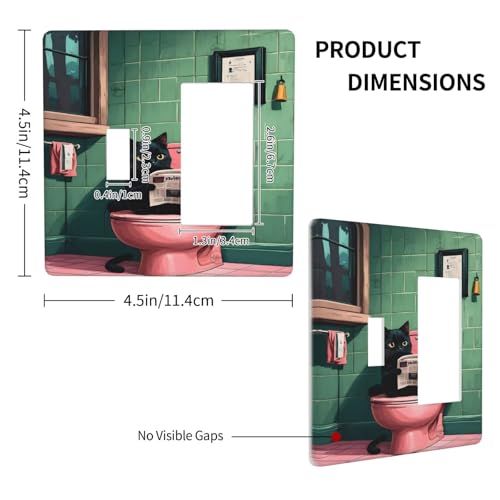 Decorative Outlet Covers Funny Black Cat Newspaper Pink Toilet 2 Gang 1 Gang Wall Plate Cover Single Toggle Rocker Combo Light Switch Cover Plate Face Plate