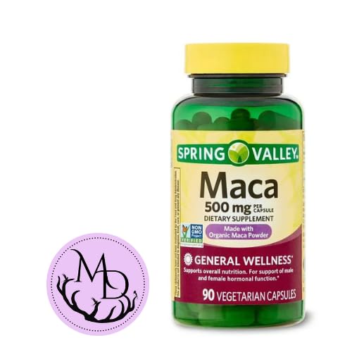 GenericSpring Valley Maca Root 500mg Capsules, Organic Maca Root for Women and Men, Dietary Supplement, 90 Vegetarian Capsules + DRI Store +Sticker