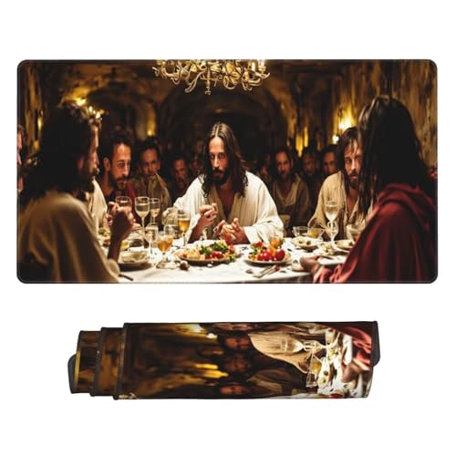 Gaming Tapis de Souris XXL 600 x 300 x 3 mm Grand Tapis de Souris Rétro Tapis Souris Gaming Accessoire, La Cène sous Main Bureau Accessoires à Bords Cousus, Home Room Bureau Decor, Cadeau Homme U-255