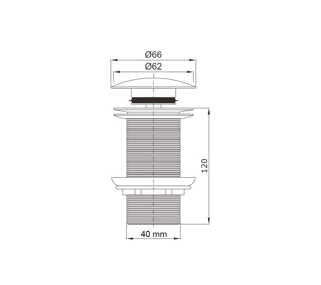 Válvula de desagüe de 120 mm sin rebosadero para lavabo y lavabo, sistema de desagüe universal cromado, incluye juntas para lavabos de todo tipo