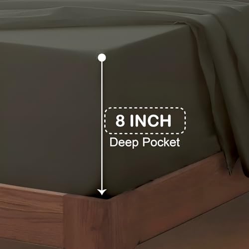 ARlinen Super Single Waterbed Sheet Set - 4 Piece, 100% Cotton, 12 Inch Deep Pockets, Attached Design, Extra Soft Solid Dark Grey Bed Sheets