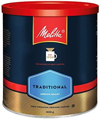 MELITTA Traditional Medium Roast Coffee, Ground Coffee, 100% Arabica Coffee Beans, Premium Coffee, Kosher Certified, 930 g