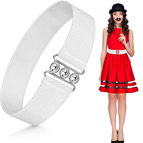 YYeglkas Ceinture Large Élastique Ceinture Extensible à Boucle Rétro pour Femmes (Blanc) Cover