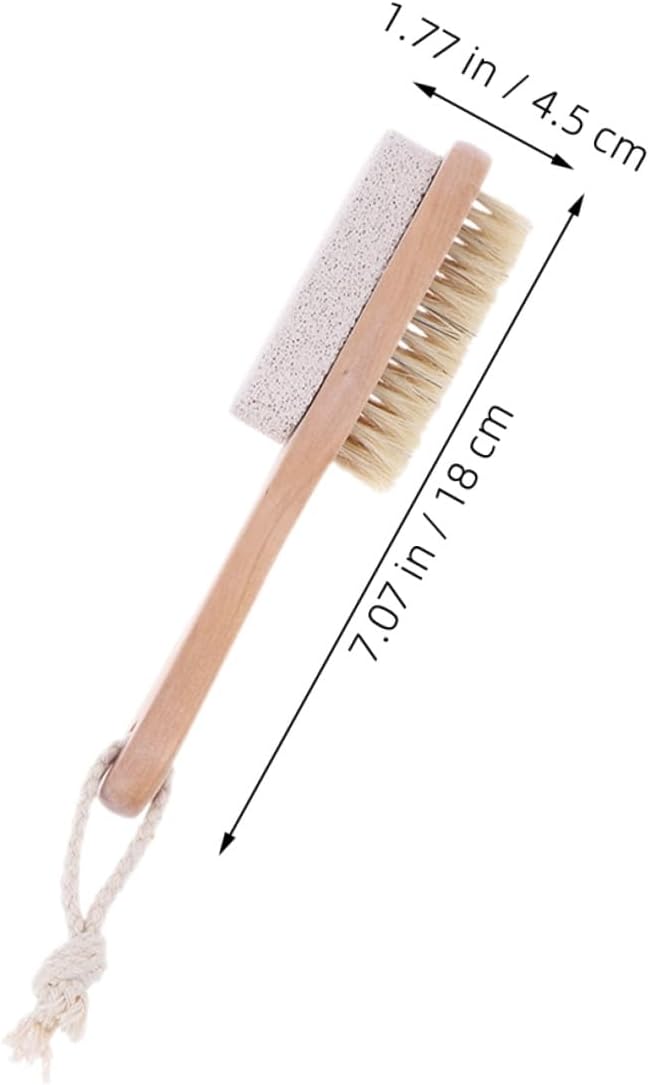 Uonlytech 3pcs Double-Sided Foot Scrubber with Natural Pumice Stone and Boar Bristle Brush Foot File for Dead Skin Removal and Exfoliation for Shower Use