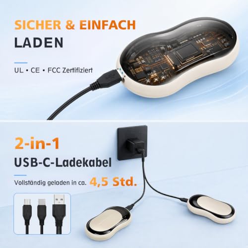 Handwärmer Elektrisch 2er-Set, Handwärmer Aufladbar, Taschenwärmer USB – Ansicht 6
