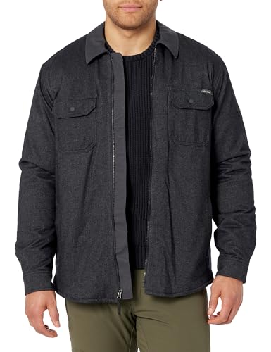 Eddie Bauer Men's Eddie's Favorite Flannel Faux Shearling-Lined Shirt Jacket, Gray Smoke, XX-Large