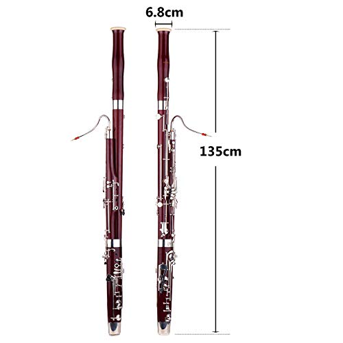 Bassoon,Muslady C Key Maple Wood Body Woodwind Instrument with Reed Cleaning Cloth Carrying Case