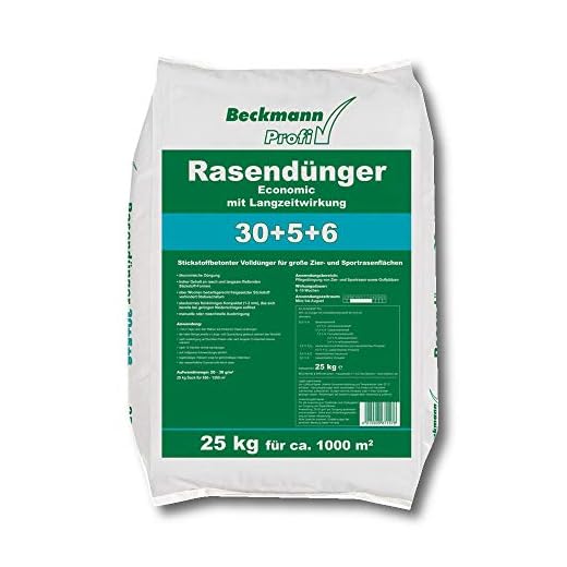 Beckmann Rasendünger Economic LZW 30+5+6 Langzeit Chloridarm Volldünger 25 kg für 1000 m²