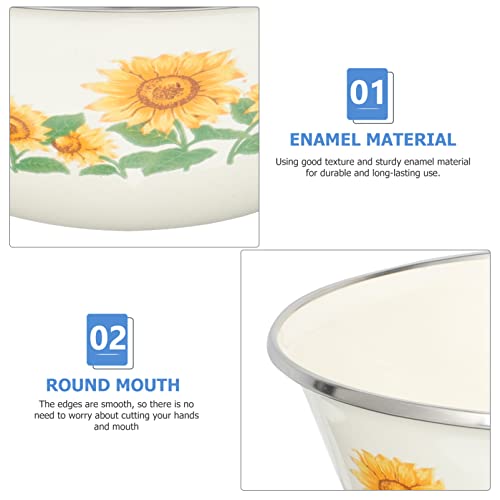 Upkoch 2Pcs Enamel Mixing Bowl Salad Bowl Retro Noodle Bowl Kitchen Food Storage Organizers Baking Serving Bowl Soup Bowl For Home 18X7Cm #TOP4