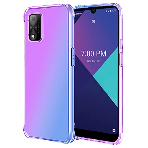 Osophter for Wiko Ride 3 Case,Wiko Ride 3 Phone Case Clear Transparent Reinforced Corners TPU Shock-Absorption Flexible Cell Phone Cover for Wiko Ride 3(Purple Blue)