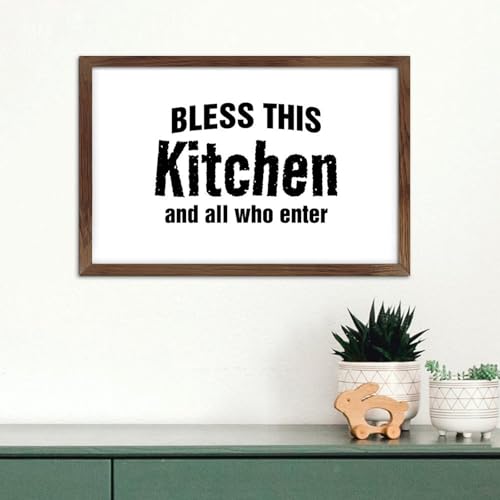 Cadre en bois vintage haut de gamme Bless This Kitchen, décoration murale de chalet