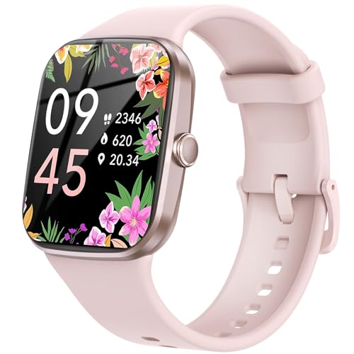 LAKEYLOYI Smart Watch Womens Bluetooth Calls Fitness Tracker Female Outdoor Sports Waterproof Smartwatches Women Fashion Pink Silicone Smart Watches for Android iOS