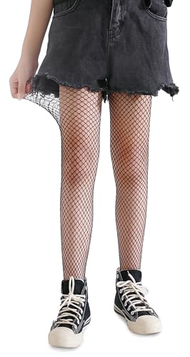 Pareberry Girl's Wide Fishnet Stockings Children's High Waist Mesh Tights for Age 5-144