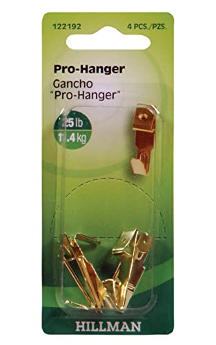 Image of Hillman 122192 Pro-Hanger Picture Hangers, Brass Plated, 25-Lb. Load, 4-Pk. - Quantity 10