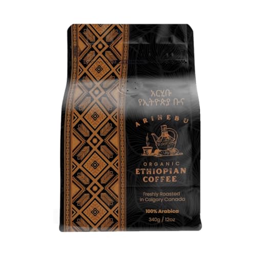 ARIHEBU Ethiopian Coffee - Single-Origin Yirgacheffee Coffee Beans, Whole Bean, Freshly Roasted,Medium Roast, Speciality Arabica Coffee for French Press, Espresso, or Drip Brewing (340g)