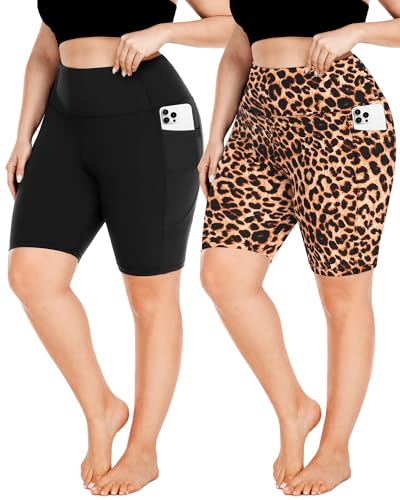 FULLSOFT Plus Size Biker Shorts for Women-High Waist X-Large-4X Tummy