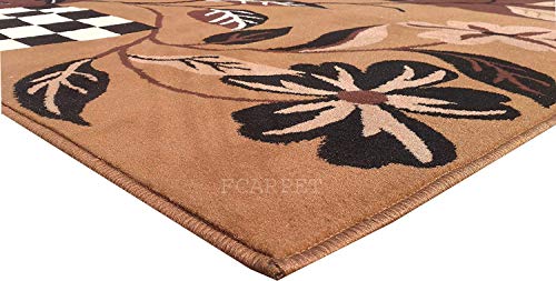 Image of Floral Rectangular Carpet (Gold, Acrylic, 6 X 8 Feet)