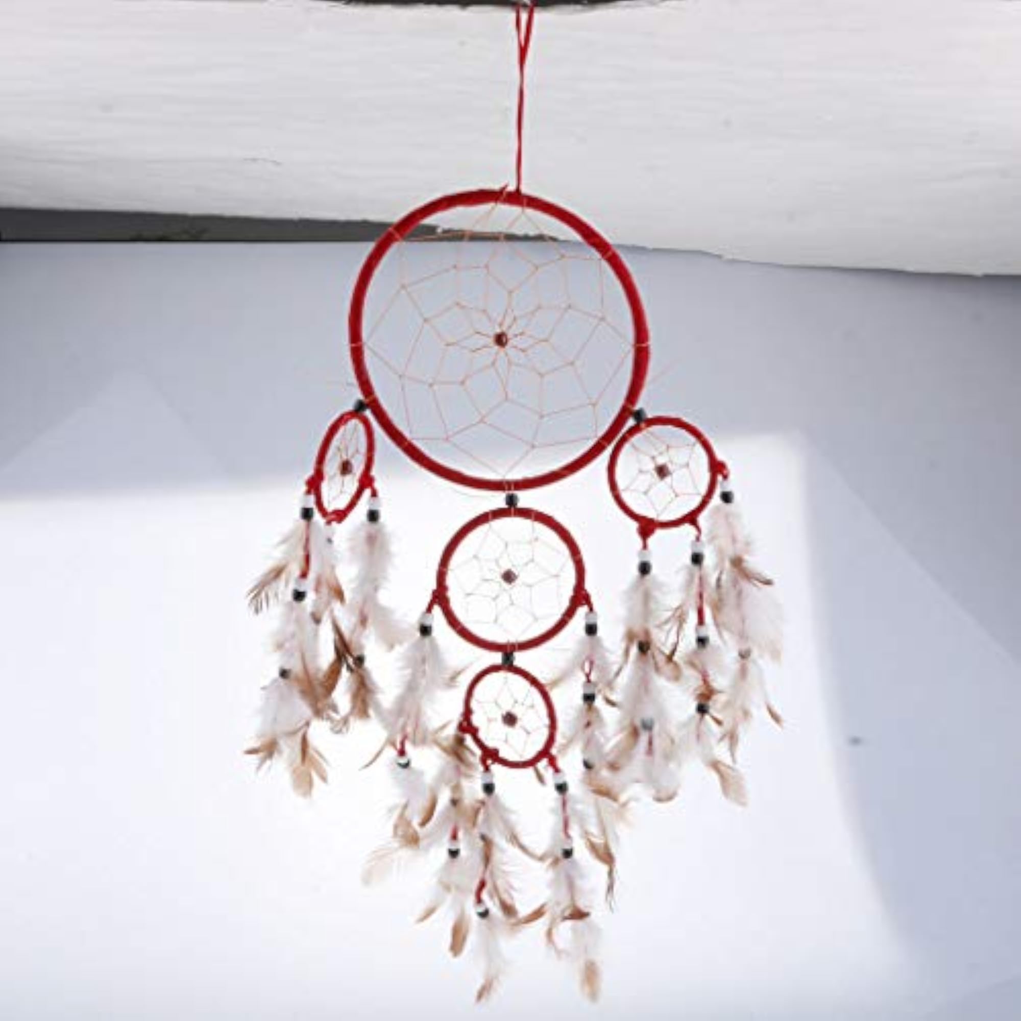 55cm Long Dreamcatcher with Hanging Feathers & Woven Net