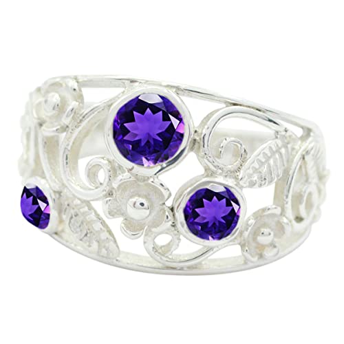 Choose Your Gemstone Engagement Jewelry Sterling Silver Round Shape Beautiful Design Wedding Gemstone Wedding Promise Gift Casual Wear Party Wear Daily Wear Office Wear US Size 4 to 12