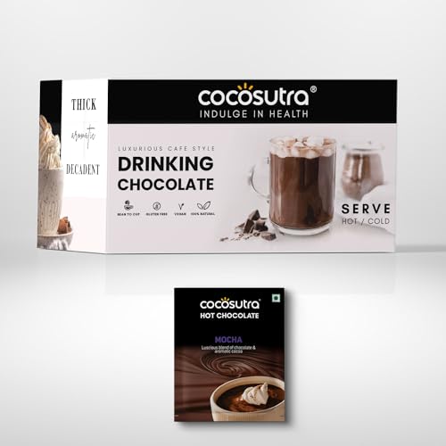Image of COCOSUTRA Drinking Chocolate Mix | Mocha | 20 Single-Serve Sachets (20g Each) | Vegan & Gluten Free | No Preservatives | Enjoy Hot or Cold | Ready in 2 Minutes | 400g | Mocha Drinking Chocolate, 20 Single Serves, Gluten Free & Vegan, Enjoy Hot or Cold, Celebration Box