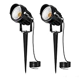 Low Voltage Landscape Lights 12 Volt LED Spotlight Outdoor Pathway Lights Wired Yard Lights Garden Lawn 10W Landscaping Lights 1000LM IP66 Waterproof Spot lighting Warm White Garden Stake Tree Light
