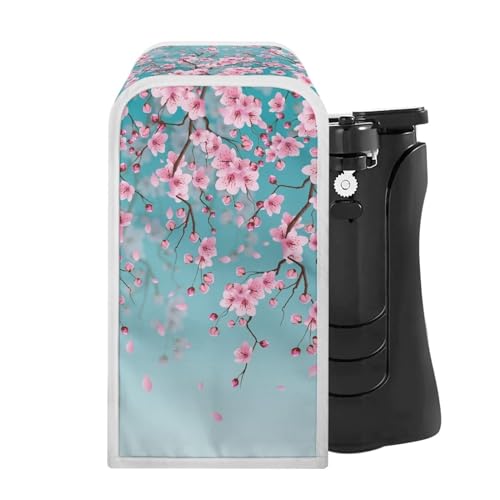 Image of ZOUTAIRONG Cherry Blossom Can Opener Dust Cover Pink Electric Can Opener Dust Cover Kitchen Appliance Can Opener Cover Machine Washable