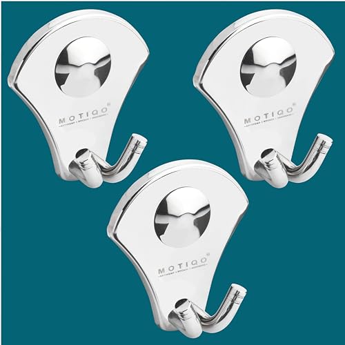 Image of Stainless Steel Robe Hook for Hanging Clothes, Cloth-Towel Hanger, Robe Hooks for Bathroom, Bathroom Accessories (Royal- Set-3)