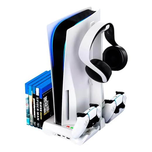 Base de Carregamento Rapido para 2 Controles Dualsense de Playstation 5 4Leader - Suporte para Headset e Jogos de PS5