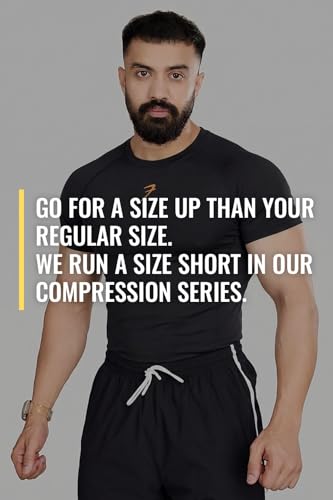 Image of FUAARK Men's Half Sleeve Compression T-Shirt - Athletic Base Layer for Fitness