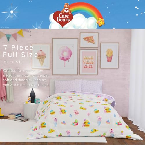 Image of Care Bears Food Snacks 7 Piece Super Soft Cozy Reversible Comforter and Sheet Set with Sham, Full, (Officially Licensed Product) By Franco Collectibles