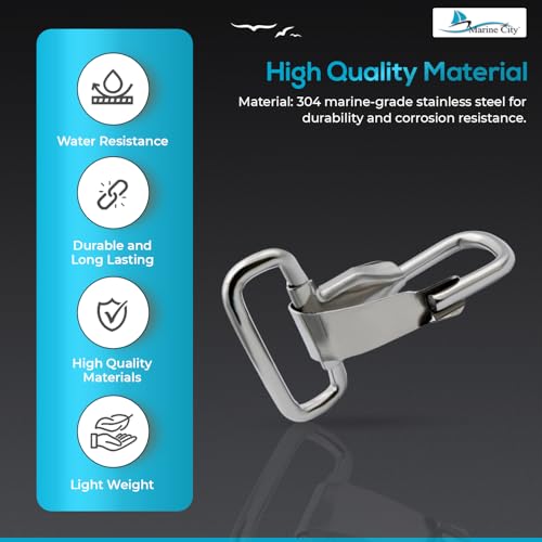 MARINE CITY Rectangular Buckle with Snap Hook – 304 Stainless Steel, Heavy-Duty, Corrosion-Resistant Clip for Marine, Boating, Camping & Outdoor Use - Image 3