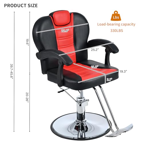 Image of Heavy Duty Barber Chair for Hair Stylist,Professional Hair Salon Stool with Footrest,Adjustable Seat Height 37.4-42 inch Barber Beauty Equipment for Hair Stylist Spa Shampoo