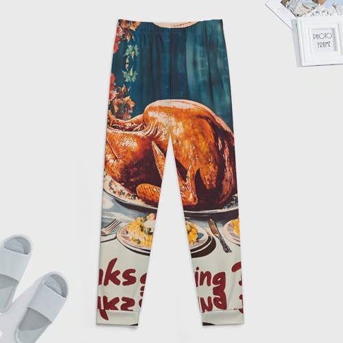 Vintage Thanksgiving Table Men's Pajama Bottoms Sleep Lounge Soft Comfy Pants Sleepwear4