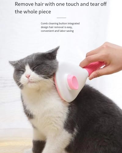 Image of Generic Self cleaning sliding brush, cat comb pet massage tool for all long or short pets, hair cleaner, removing tangled and loose hair, cat brush with release button (Pink)