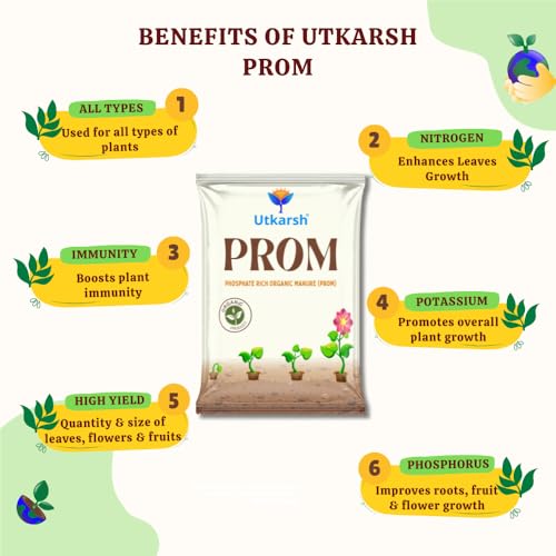Image of Utkarsh PROM - Phosphate Rich Organic Manure for Plants, Home & Garden - 5 Kg Granules, 100% Water Soluble Organic DAP for Plants Growth, Bio DAP to Improve Flowering, Fruiting & Vegetables; Pack of 1