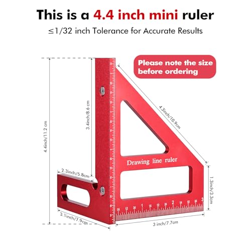 Draxzor 3D Multi-Angle Measuring Ruler, Precision Imperial 45/90 Degree Woodworking Square, Aluminum Alloy Miter Triangle Ruler and Layout Measuring Tool for Engineer, Carpenter, Construction Use - Image 2