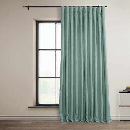 HPD Half Price Drapes BOCH-LN185-P Faux Linen Room Darkening Curtains for Bedroom (1 Panel), 50 X 108, Sea Thistle