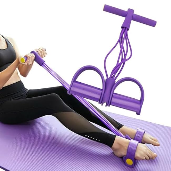 Resistance Bands with Handles - 6 Tube Pedal Ankle Puller for Workout, Sit-Up, Stretch, Core Training, Fitness Equipment for Men Women