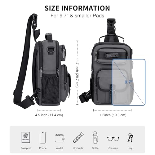 Image of WITZMAN Sling Bag for Men Convertible Travel Sling Backpack USB Charging Port Lightweight Crossbody Shoulder Casual Daypack