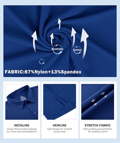 Jacquard Polo Shirts for Men Short Sleeve Golf Shirt Dry Fit Moisture Wicking Performance Golf Shirts4