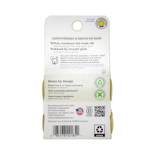 RADIUS Natural Unscented Silk Dental Floss, 33 yards - 3 Pack, Compostable & Biodegradable, Non-Toxic and Designed to Help Fight Plaque