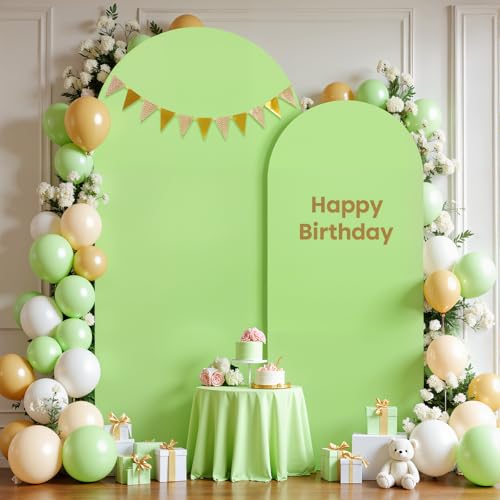 Sage Green Arch Cover 2 Set-7.2 and 6ft Arch Backdrop Cover Spandex Fitted Wedding Arch Stand Covers for Birthday Party Baby Shower Bridal Shower Wedding Reception Banquet Photo Background Decorations